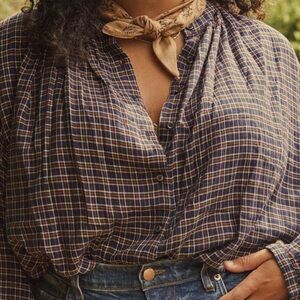 Doen Jane Blouse Midnight St Germain Plaid Small